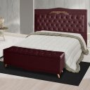 Ver imagem 2 de Kit Cabeceira de Cama Box e Calçadeira Baú Madri Casal 140 Cm Suede Bordo do Lar Móveis e Decoração