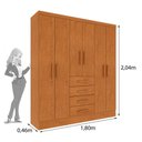 Ver imagem 4 de Guarda-Roupa Casal com 6 Portas e 4 Gavetas 180cm Multimóveis CR35481 Cinamomo
