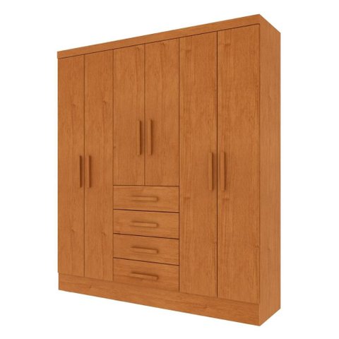 Guarda-Roupa Casal com 6 Portas e 4 Gavetas 180cm Multimóveis CR35481 Cinamomo