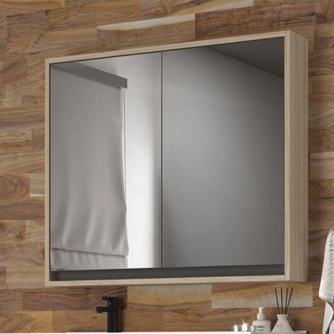 Armário de Banheiro 80cm 02 Portas Ref 830 Cewal - Carvalho Berlin/cinza Sagrado