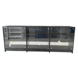 Balcões Mdf + Vidro Expositor Lojas e Comércios Preto com 3 - Suprema Móveis - 1