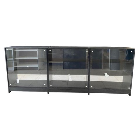 Balcões Mdf + Vidro Expositor Lojas e Comércios Preto com 3 - Suprema Móveis