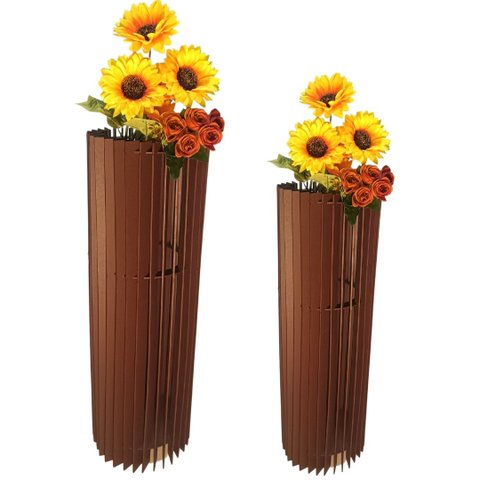 Vaso de Chão Decorativo Grande Torre -:marrom/kit com 2 - 70x20cm e 60x20cm