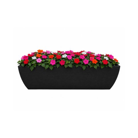 Vaso Planta 100x30 Jardineira Floreira Polietileno - Preto 002