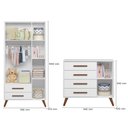 Ver imagem 4 de Conjunto Quarto de Bebê Completo Cômoda Berço com Colchão e Roupeiro Qencanto Retrô Branco Qmovi