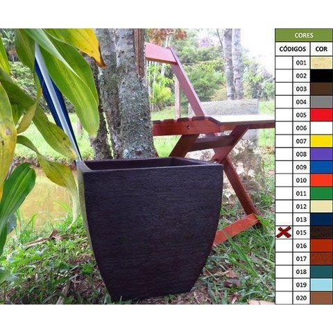 Kit 2 Vaso Planta 30x30 Moderno Trapézio Polietileno - MARROM MADEIRA 015