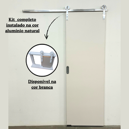 Kit Porta de Correr Fundo Primer 0,90x210 + Trilho Branco - 4