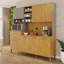 Ver imagem 1 de Cozinha Compacta 7 Portas 2 Gavetas Lagos Marrom/Cinamomo/Cinza Acetinado