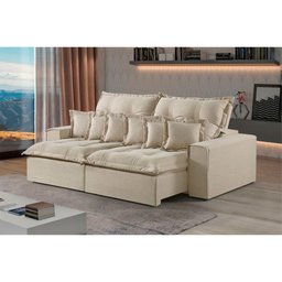 Sofá 4 Lugares Retrátil e Reclinável Linho M-144 Martins Creme - 2