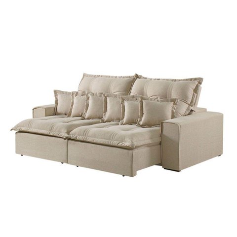 Sofá 4 Lugares Retrátil e Reclinável Linho M-144 Martins Creme