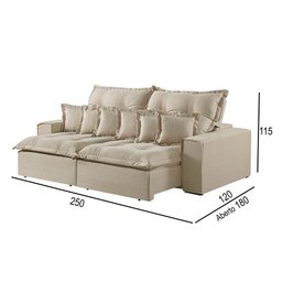 Sofá 4 Lugares Retrátil e Reclinável Linho M-144 Martins Creme - 3