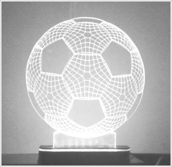 Abajur / Luminária em Acrílico com LED Branco Bola de Futebol - 4
