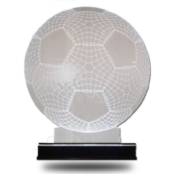 Abajur / Luminária em Acrílico com LED Branco Bola de Futebol - 1