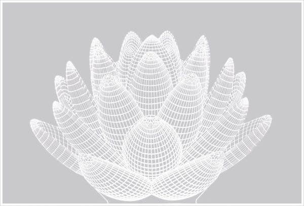 Abajur em Acrílico com LED-Branco Flor de Lótus 3D - 1