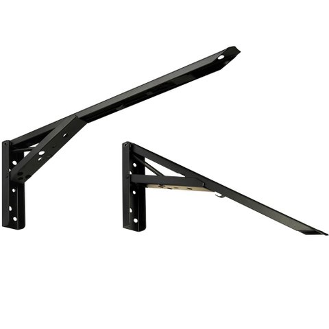 Kit 01 Par Suporte para Mesa Dobrável Retrátil 30 Cm H02 Mão Francesa Preto - Lyam