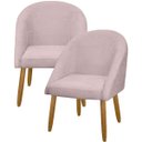 Ver imagem 1 de Kit 2 Banqueta Poltrona Lua Bouclê Ideal para Sala Penteadeira ou Salão:rosa Bebê