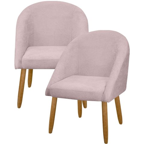 Kit 2 Banqueta Poltrona Lua Bouclê Ideal para Sala Penteadeira ou Salão:rosa Bebê