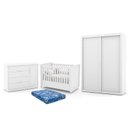 Ver imagem 1 de Dormitório Tutto New 2 Portas, Cômoda 1 Porta, Berço Branco Soft com Colchão - Matic Móveis
