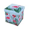 Puff Baú Mini com Tampa Flamingos 30cm x 30cm - 1
