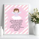 Ver imagem 2 de Quadro Decorativo Infantil Santo Anjo - Listras Rosas 45x34cm - com Vidro:moldura Preta