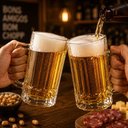 Ver imagem 5 de Kit 2 Canecas Chopp Vidro Grosso 390ml Copo Cerveja Grande Jogo Madrid Bar Gourmet Alca Reforcada Tr