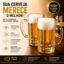 Ver imagem 3 de Kit 2 Canecas Chopp Vidro Grosso 390ml Copo Cerveja Grande Jogo Madrid Bar Gourmet Alca Reforcada Tr