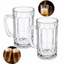 Ver imagem 1 de Kit 2 Canecas Chopp Vidro Grosso 390ml Copo Cerveja Grande Jogo Madrid Bar Gourmet Alca Reforcada Tr