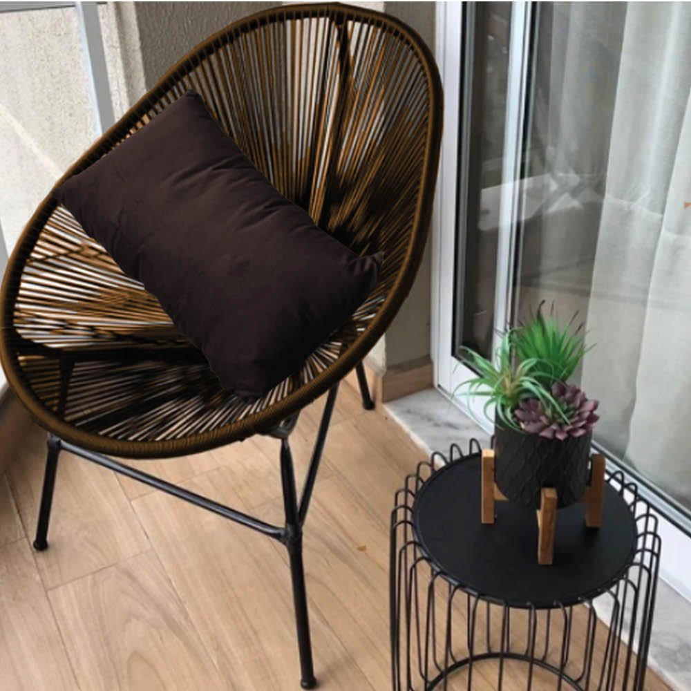 Poltrona Cadeira Acapulco Plus com Almofada Quadrado Marrom Corino Marrom - Ahazzo Móveis AHAZZO MÓV - 1