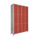 Ver imagem 1 de Armário Roupeiro Locker de Aço 12 Portas Vestiário Vermelho com Chave