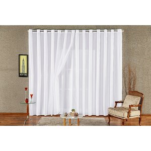 cortina sala quarto voal liso com forro branco 3,00x2,20