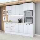 Ver imagem 1 de Cozinha Milla Bright Duo 10 Portas 5 Gavetas MDF Branco Móveis Carraro
