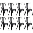 Ver imagem 1 de Kit 8 Cadeiras Tolix Iron Design Preta Aço Industrial Sala Cozinha Jantar Bar
