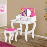 Penteadeira com Banqueta Infantil Princesa Branca/Rosa - 1