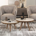 Ver imagem 1 de Mesa de Centro Redonda para Sala Moderna Luma - Off White/Freijó