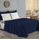 Ver imagem 1 de Jogo de Cama Casal Viúva Nobre 4 Peças Malha 100% Algodão - Azul-marinho / Palha