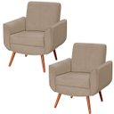 Ver imagem 1 de Kit 2 Poltronas para Sala e Escritório Pé Palito Milão Veludo Bege