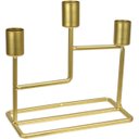 Ver imagem 1 de Castiçal Decorativo de Metal Dourado 16x8x15cm Porta Vela Mesa Jantar Decoração