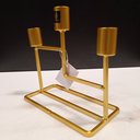 Ver imagem 2 de Castiçal Decorativo Porta Vela Home&co 3 Velas Metal 16x8x15cm Dourado