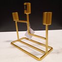 Ver imagem 4 de Castiçal Decorativo de Metal Dourado 16x8x15cm Porta Vela Mesa Jantar Decoração