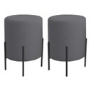 Ver imagem 1 de Kit 2 Puffs Orgânicos Boucle Thor com Pés de Ferro Preto - 7 Decor Cinza Escuro