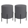 Kit 2 Puffs Orgânicos Boucle Thor com Pés de Ferro Preto - 7 Decor Cinza Escuro - 1