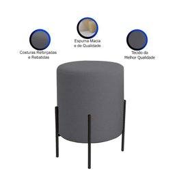 Kit 2 Puffs Orgânicos Boucle Thor com Pés de Ferro Preto - 7 Decor Cinza Escuro - 2