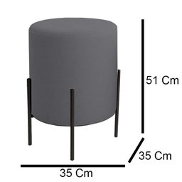 Kit 2 Puffs Orgânicos Boucle Thor com Pés de Ferro Preto - 7 Decor Cinza Escuro - 3