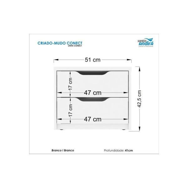 Mesa de Cabeceira Conect 02 Gav Branco 308966 - 3