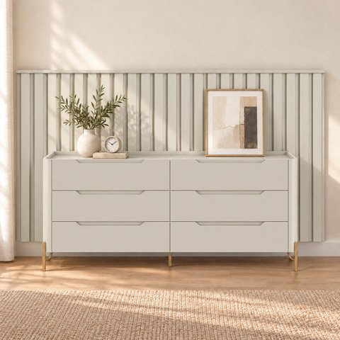 Kit Smart com Cômoda Bend Principal Incolar Luna Metal Dourado