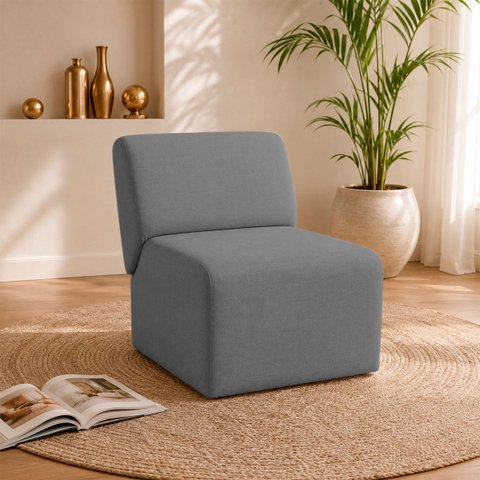 Poltrona Decorativa Zoe Orgânica para Sala Recepção Hall Moderna Minimalista Luxo Linho Premium Easy