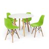 Conjunto Mesa de Jantar Laura 100cm Branca com 4 Cadeiras Charles Eames - Verde - 1