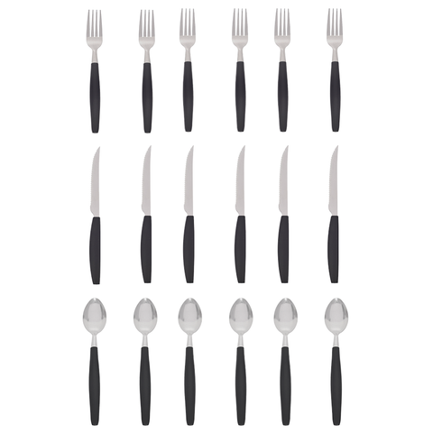 Jogo de Talheres 18 Peças Garfo, Faca e Colher Inox Linha Mato Grosso Cor:Preto