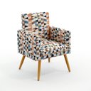 Ver imagem 2 de Kit 2 Poltronas Vega Com Rodapé Suede Estampado Laranja Aradecor
