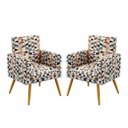 Ver imagem 1 de Kit 2 Poltronas Vega Com Rodapé Suede Estampado Laranja Aradecor